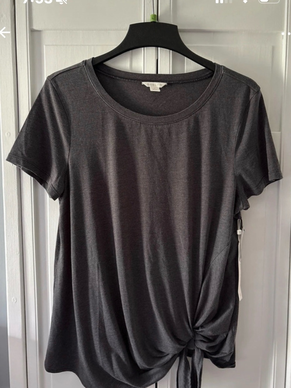 Caslon Charcoal Short-Sleeve Knot Hem Tee